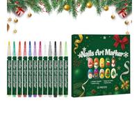 Nail Pens - Christmas Manicure Pen, 12 Colors Christmas Nail Pens Manicure Tool, Fingernails Markers | Fingernail Painting Liner Markers For Women Girls Holiday Party Home Salon