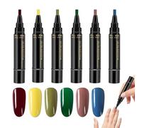 Nail Pens Sets for Women, 6 Colors Quick Dry Gel Nail polishs Pens for DIY Crafting Home Salon