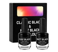 Nail Poli-sh Black, Gel Nail Color, Glossy Matte Finish Poli-sh, | Quick Dry Long Lasting Formula, 2 Piece Set, For Women Daily Spring Summer Holiday Birthday