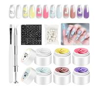 Nail Polish Gel, Professional Gel Kit, Sculpting Glue, Salon Grade Finish, Nails Art Supplies for Home, Salon, Travel, Friends, Colleagues, Family, Women, 8mlx6 pieces, Multicolor