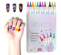 Nail Polish Markers - 12 Color Double Tip Quick Dry Nail Paint Pens | Water Based Set For Women Kids Girls Adults Gel Manicure Salon Home Dotting Drawing Painting