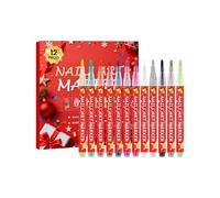 Nail Polish Markers - 12 Colors Christmas Nail Paint Pens | 1.07x13.3cm Quick-Drying Fingernail Markers | For Home Salon Party Formal Wedding Travel Manicure Casual Festival Gathering