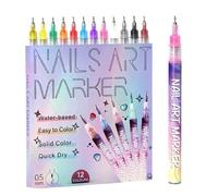 Nail Polish Markers - 12 Piece Set | Quick Dry Long Lasting Pens, Manicure Tools for Salon Home Party Holiday Summer Spring Halloween Wedding and Daily Practice