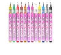 Nail Polish Markers - Fine Art Pens for Painting | 12 Piece Fast Drying Gel Nail Liners, Creative Tools for Beginners, Kids, Girls, Adults, Fingernail, Canvas, Salon and Home Diy