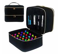 Nail Polish Organizer Case, Oil Storage Holder Organizer Carrying Case, Large Double Layer Portable Makeup Box Holds 30 Bottles, Nail Files, Cuticle Cutters,Soft Makeup Bag for Manicure Tool