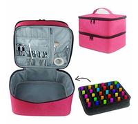 Nail Polish Organizer Case, Oil Storage Holder Organizer Carrying Case, Large Double Layer Portable Makeup Box Holds 30 Bottles, Nail Files, Cuticle Cutters,Soft Makeup Bag for Manicure Tool