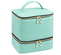 Nail Polish Organizer, Manicure Supplies Bag, Travel Carrying Case, 2 capas multifuncionales portátiles de fácil acceso Sturdy for Outdoor, 9,84 x 7,87 x 7,48 pulgadas, azul, Se référer au descriptif