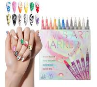 Nail Polish Pens - 12 Color Markers, Fingernail Design Tools, Quick-Dry Precision Tips for Creative DIY Designs for Women & Girls, Pedicure Supplies, Multi Color Pen Set