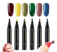 Nail Polish Pens, 3 in 1 Gel Nail Polish Pen Set, 36 Color Nail Polish Gel Pen 8 ml, Quick Dry One Step Nail Gel Pen, DIY Nail Arts for Home and Professional Manicure (6 PCS) (E)