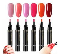 Nail Polish Pens, 3 in 1 Gel Nail Polish Pen Set, 36 Color Nail Polish Gel Pen 8 ml, Quick Dry One Step Nail Gel Pen, DIY Nail Arts for Home and Professional Manicure (6 PCS) (D)