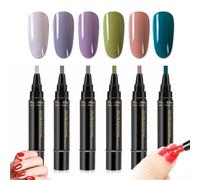 Nail Polish Pens, 3 in 1 Gel Nail Polish Pen Set, 36 Color Nail Polish Gel Pen 8 ml, Quick Dry One Step Nail Gel Pen, DIY Nail Arts for Home and Professional Manicure (6 PCS) (C)