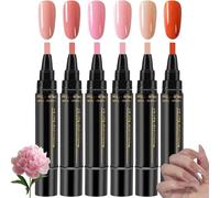 Nail Polish Pens, 3 in 1 Gel Nail Polish Pen Set, 36 Color Nail Polish Gel Pen 8 ml, Quick Dry One Step Nail Gel Pen, DIY Nail Arts for Home and Professional Manicure (6 PCS) (B)