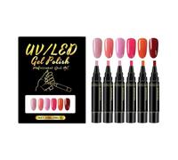 Nail Polish Pens - 6 Colors Fine Tip Doodle Markers | Quick-Dry Nail Polish Paint Pens for Women, Lady, Mother, Youth, Beginner, Manicure, Salon or Home, 1.6x12.4cm