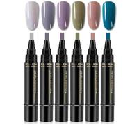 Nail Polish Pens Quick Dry, Gel Nail Polish Pen 3 in 1, Quick Drying Gel Nails Pen Polish Set, 6 Colors Per Set (#6)