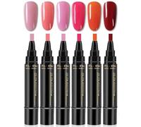 Nail Polish Pens Quick Dry, Gel Nail Polish Pen 3 in 1, Quick Drying Gel Nails Pen Polish Set, 6 Colors Per Set (#5)