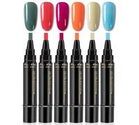 Nail Polish Pens Quick Dry, Gel Nail Polish Pen 3 in 1, Quick Drying Gel Nails Pen Polish Set, 6 Colors Per Set (#2)
