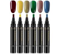 Nail Polish Pens Quick Dry, Gel Nail Polish Pen 3 in 1, Quick Drying Gel Nails Pen Polish Set, 6 Colors Per Set (#1)