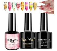 Nail Polish Set, 3x Blossom Gel Polish, Top Base Coat Combo, Self-Spreading Nails Art, Long-Lasting Manicure High-Gloss & Quick-Dry Formula, Ideal for Home Use, Dating, Gatherings