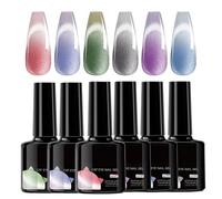 Nail Polishes Gel Set,Color Changing Gel Nail Polishes Kit - 6 Pieces Magnetic Manicure Art Easy Application Cosmetics for Beginners Professionals Wedding Commuting
