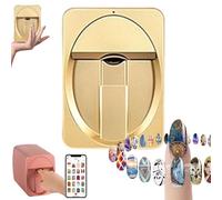 Nail Printer Machine, Nail Printer Art Machine, Portable 3D Digital for Art, 1000+ Designs, Control Through Mobile App for Home Usage Salon (Gold)