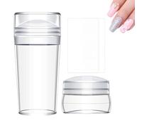Nail Salon Stamper - Sello de uñas transparente, herramienta multifunción, cabezal de silicona con raspador de puntas francesas, aplicador de arte de uñas reutilizable para mujeres, diseños