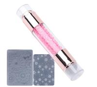 Nail Stamp Kit, Stamping Pens Set, 4.53x0.79in Versatile Double Ended Design, Rhinestone Embellished Handles, Portable Practice for Women, Salon, Home
