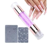 Nail Stamp Kit, Stamping Pens Set, 4.53x0.79in Versatile Double Ended Design, Rhinestone Embellished Handles, Portable Practice for Women, Salon, Home