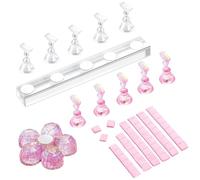 Nail Stand - Magnetic Display Practice Organizer for Women | False Nail Holder for Painting with Crystal Base & Alloy Pedestals for Beginners, Home, Salon and Vanity Table
