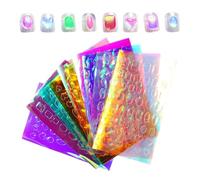 Nail Stickers, Holographic Decals, 5.51x3.46 Inches 11 Sheets Iridescent 3D Manicure Arts, Home Accessories for Salon Women Beginners Valentines Day, Holiday Events Gift, Best Tools for Family Use