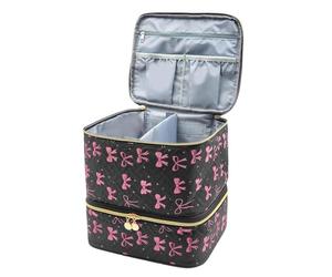 Nail Storage Organizer- | Tool Box Makeup Holder With Black Bow Design, Nail Box Organizer Case For Manicure Pedicure Care Grooming Hair Art Beauty, Perfect For Home, Salon, Or Personal Use