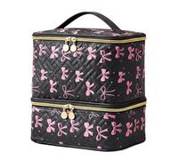 Nail Supplies Organizer - Manicure Pedicure Travel Bag, Black Bow Design Storage Case | Portable Beauty Organizer | For Grooming Hair Art Tools Home Travel Salon Professional Storage Use