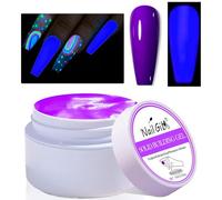 NAILGIL Neon Solid Builder Gel for Nails, Glow in the Dark Fluorescent Purple Sculpture 3D Gel Nail Art for Women Summer Hot Halloween Colors, Non-Stick Hand LED/UV Needed -15g, Purple