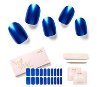 NAILOG Autoadherentes para Uñas 20Pcs Calcomanías de Gel Adhesivo Plantilla Manicura Francesa Envolturas Decoración DIY Accesorio de Manicura para Mujeres Niñas, Sapphire Blue