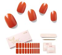 NAILOG Láminas para uñas UV endurecedoras - 20 piezas de láminas para uñas de gel UV - Adhesivos para uñas autoadhesivos, tiras de uñas de gel para manicura de calidad de salón, rojo ladrillo