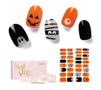 NAILOG Pegatinas para uñas, 34Pcs Nail Art Decal Strip Gel Calidad Profesional Barniz Adhesivo Semi-Permanente con Acabado de Gel Suave Nail Wraps para Mujeres Niñas, Tricks or Treats