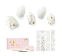 NAILOG Pegatinas para uñas, 34Pcs Nail Art Decal Strip Gel Calidad Profesional Barniz Adhesivo Semi-Permanente con Acabado de Gel Suave Nail Wraps para Mujeres Niñas, White Petals