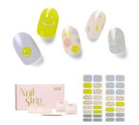 NAILOG Tiras de Uñas de Gel Semicuradas, 34Pcs Calcomanías de Uñas Gel de Calidad Salón, Envolturas de Uñas Larga Duración para Mujeres con Acabado de Gel Suave (Feeling Good)
