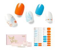 NAILOG Tiras de Uñas de Gel Semicuradas, 34Pcs Calcomanías de Uñas Gel de Calidad Salón, Envolturas de Uñas Larga Duración para Mujeres con Acabado de Gel Suave, Send Me A Letter