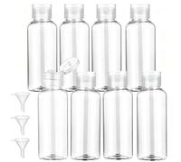 nailpretty 8 Piezas Botes Viaje Rellenables, Kit viaje cosmética, 100ml Botella plástica cosmética Transparente, con 3 embudos, Cosmetica Bottles para Toner, Gel de Ducha, Loción