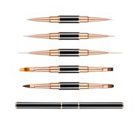 Nails Artists Essential - Juego de 5 pinceles de doble línea para detalles finos y técnicas de manicura de gel, bolígrafo de punteado