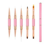Nails Artists Essential - Juego de 5 pinceles de doble línea para detalles finos y técnicas de manicura de gel, bolígrafo de punteado