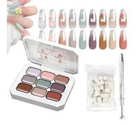 Nails Painting Gel, 9 Colors Nail Gels Palette, 5.7cm/2.63inches Sponges and Metal Grabber, Manicure Polish Set, Professional Salon Quality, for Wedding Gathering Home Use