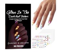 nailStickers - 30 Sheets Glow in the Dark, PET Decals, Creative Manicure Designs for Home Salon | Easy to Apply nailDecals for Women Beginners DIY Valentines Day Easter Birthday