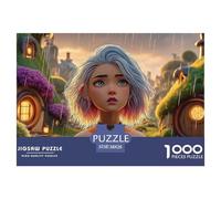 Naime-Style of Young Girl 1000 Piezas Cartón Fuerte Rompecabezas Storybook Cottage Imágenes Vibrantes Juego Familiar Puzzle para Niños Pequeños 38x26cm/1000pcs