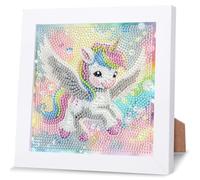 NAIMOER DIY Diamond Painting Unicornio Kits Completo, Animales Pintura con Diamantes con Marco, Diamond Painting para Adolescente y Adultos Principiantes 18x18cm