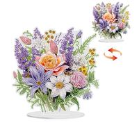 NAIMOER Flores Diamond Painting Decoración de Mesa, DIY Flor Pintura Diamante Colgante Kit de Manualidades con Cristales, Ornaments para Principiantes Pared Ventana Desktop Decoración