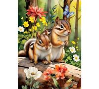 NAIMOER Kits de pintura de diamantes, ardillas para adultos, bricolaje completo de animales del bosque, kits de arte de diamantes, para adultos, arte de diamantes, perfecto para relajación, decoración