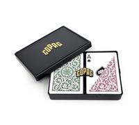 Naipes Copag 1546 Design 100 % pl stico, tama o Bridge (estrecho), verde/borgo a ( ndice est ndar, 1 juego)