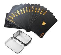 Naipes de plástico negro, 54 piezas, baraja mágica impermeable - Diamante, ideal para juegos de cartas, regalos y fiestas, con caja de almacenamiento (Diamante negro)