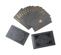 Naipes de plástico negro y dorado, impermeable, diseño elegante para póquer, blackjack y juegos de cartas, baraja compacta y portátil